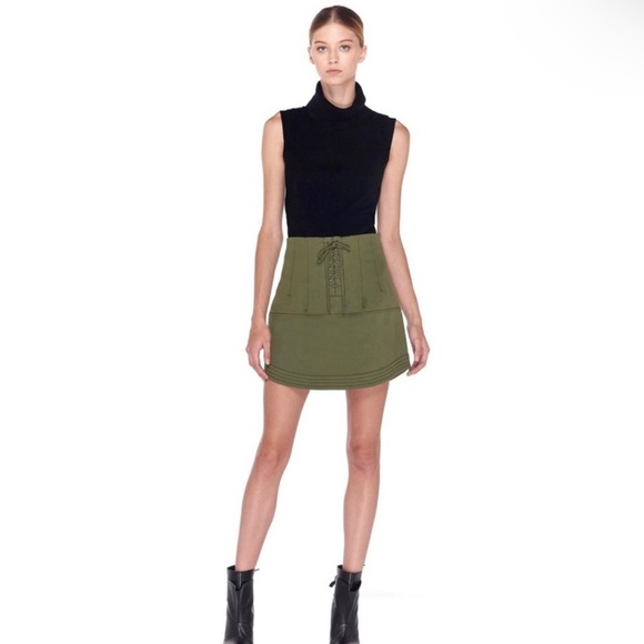 MARISSA WEBB GREEN LACE-UP CANVAS MINI SKIRT - Picture 7 of 7